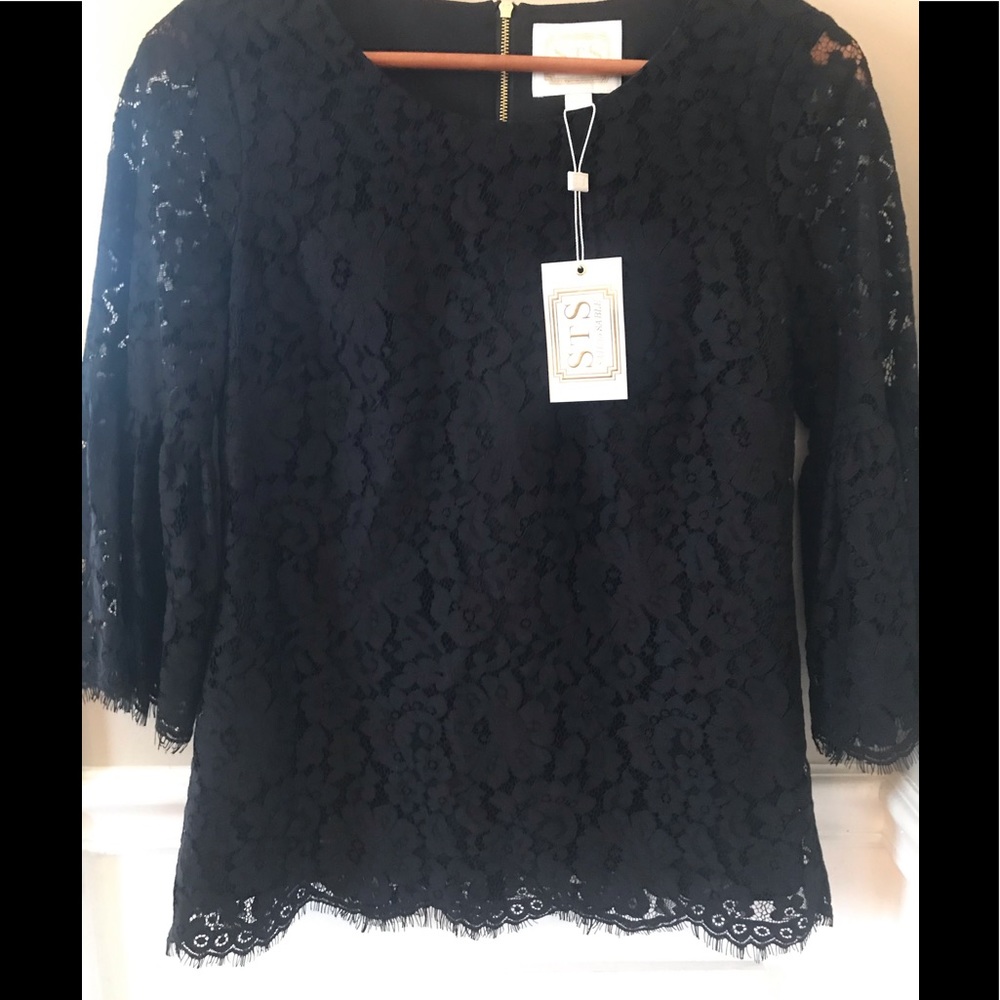 NWT Sail to Sable Lace Top Flounce Sleeve Small